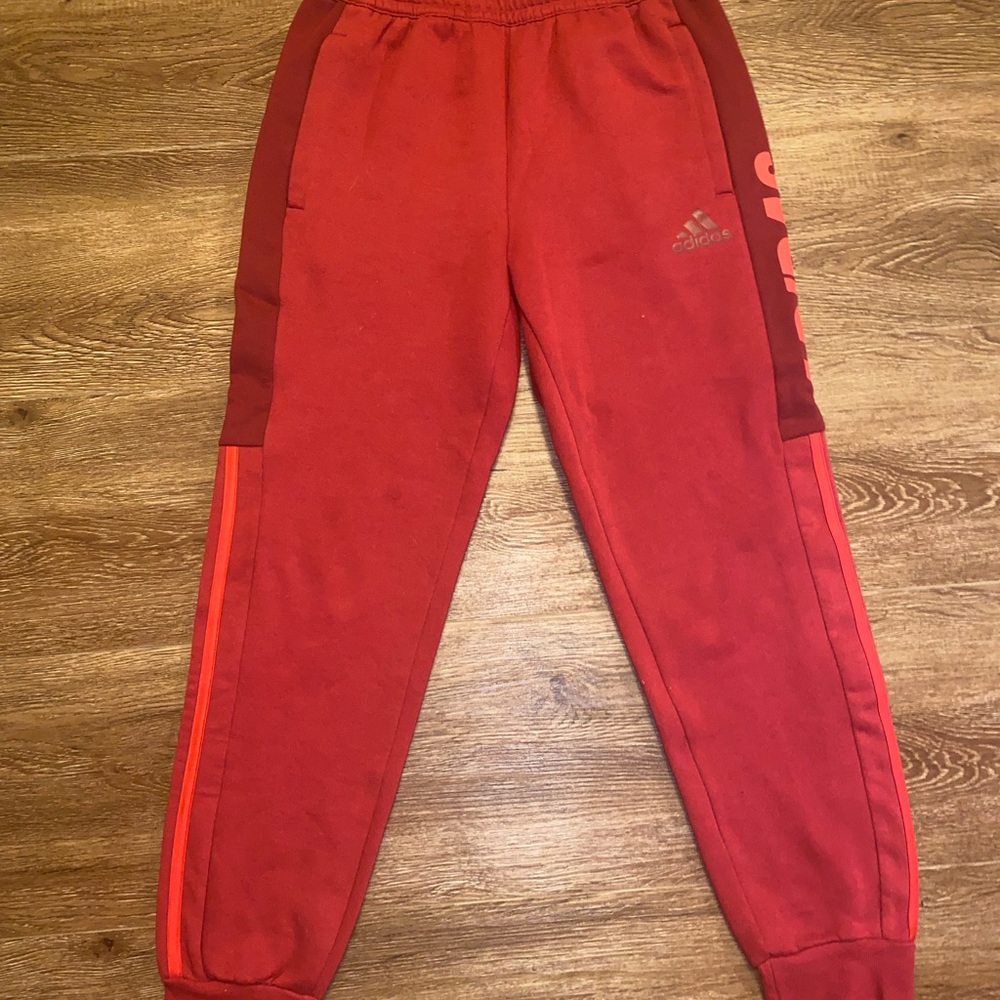 Adidas Red 3 stripe joggers// Size Small Men’s